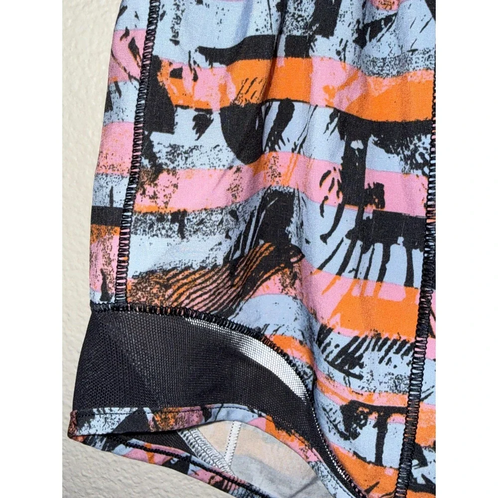 Lululemon Hotty Hot Shorts Pink Orange Blue Abstract Stripe Running Athletic